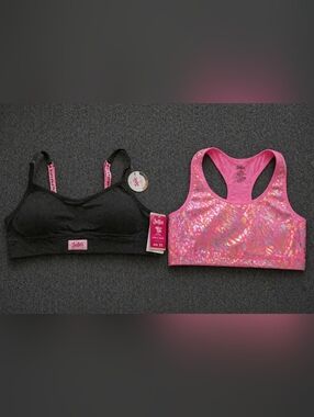 NWT Justice Girls Size 32 Sports Bra Bundle Pink & Black